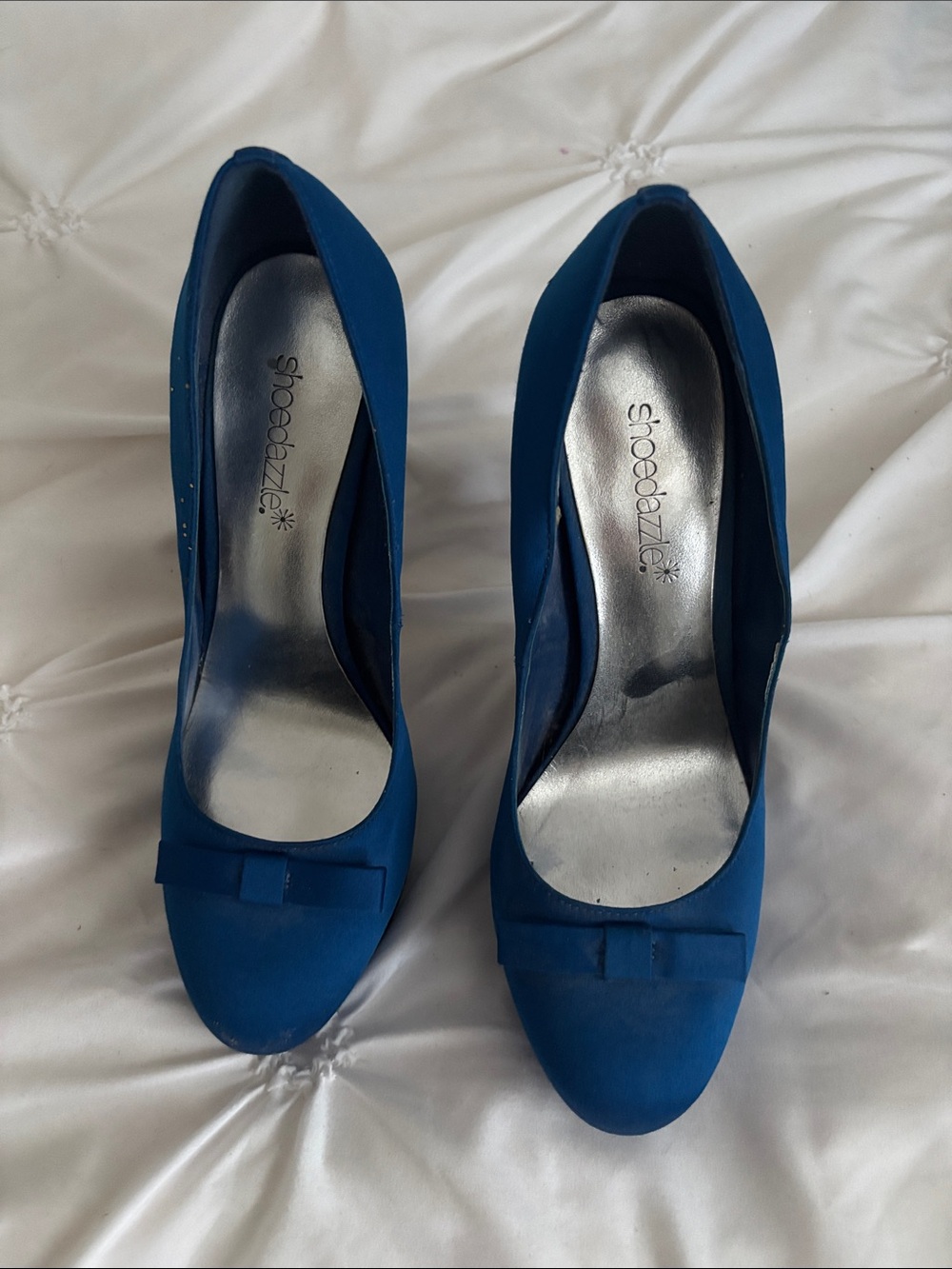 SHOE DAZZLE - Blue Bow Pump Heels